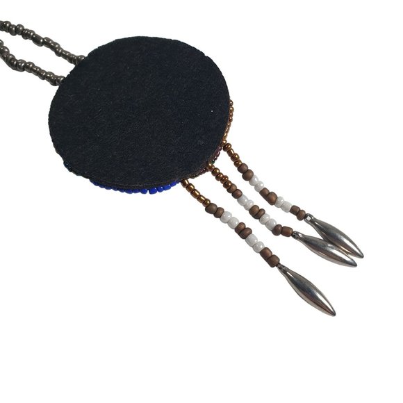 Handmade Beaded Necklace Jewelry 22" Length Glass Plastic Gem Costume Colorful - Picture 6 of 7